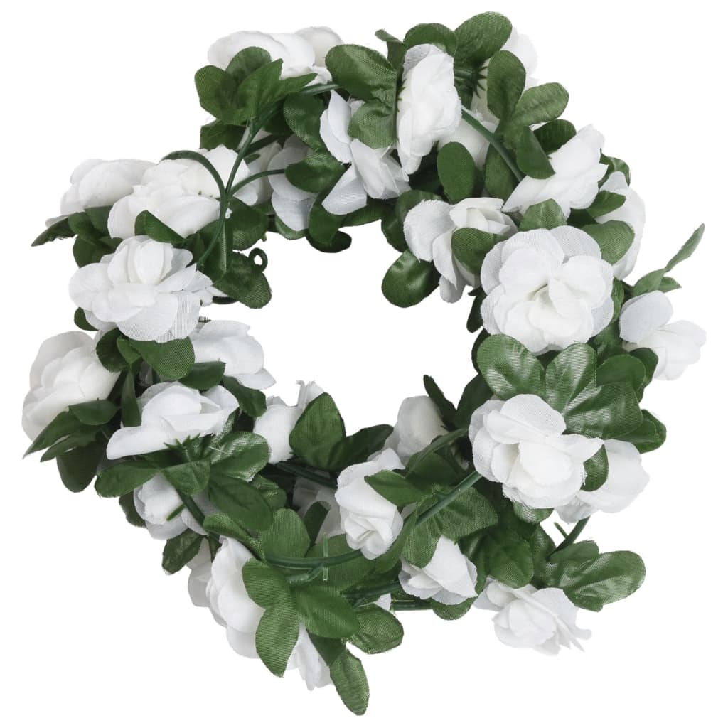 VidaXL Weihnachtsgirlanden mit Blumen 6 Stück 250 cm Frühlingsweiß
