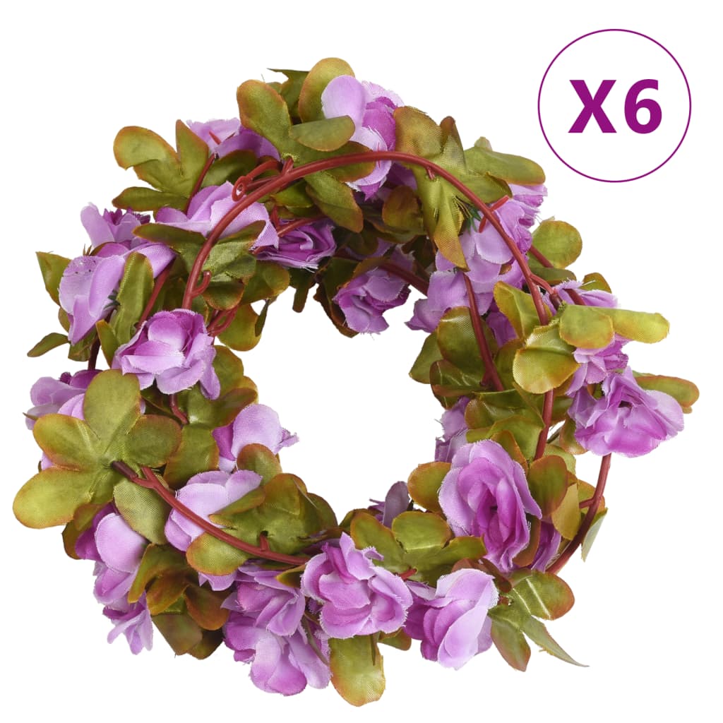 Vidaxl julegarland med blomster 6 st 250 cm lys lilla lilla