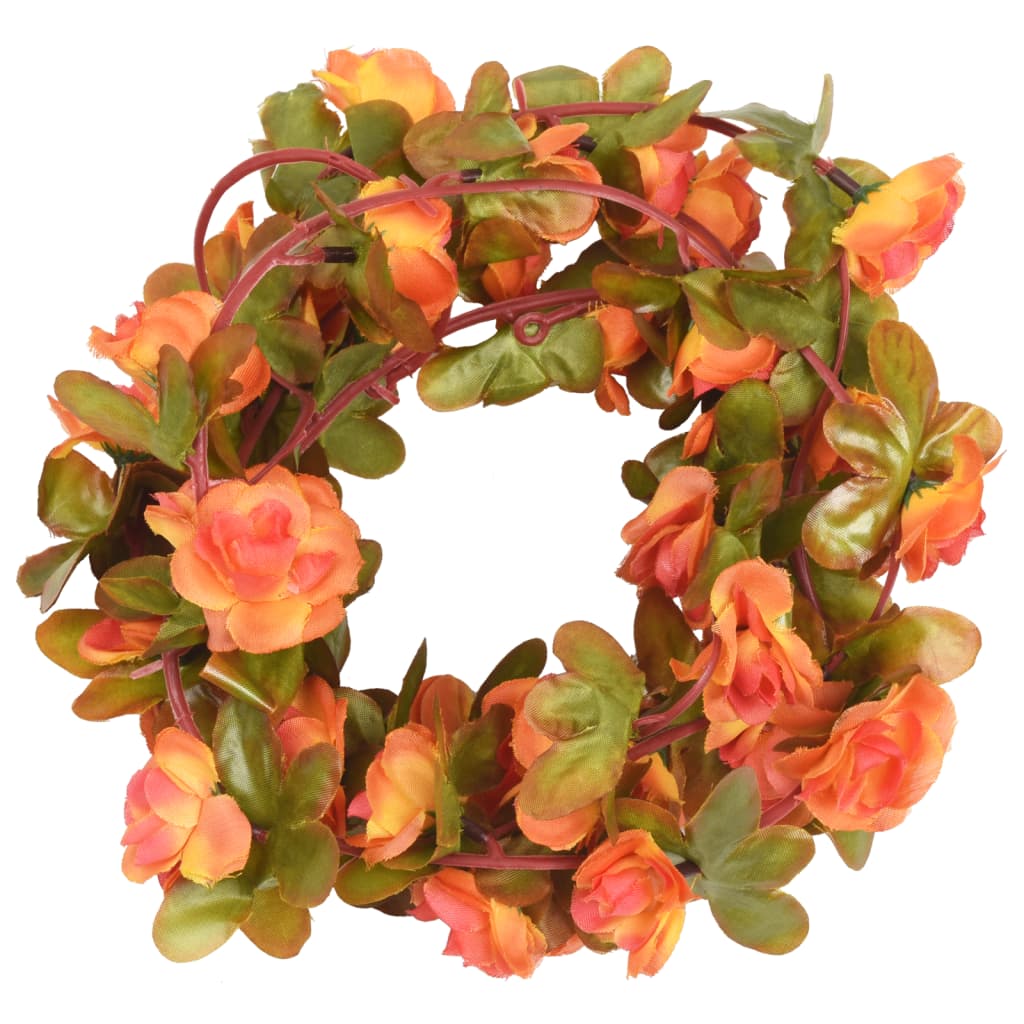 Vidaxl Christmas Garlands med blomster 6 st 250 cm orange