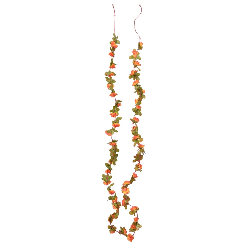 Vidaxl Christmas Garlands med blomster 6 st 250 cm orange