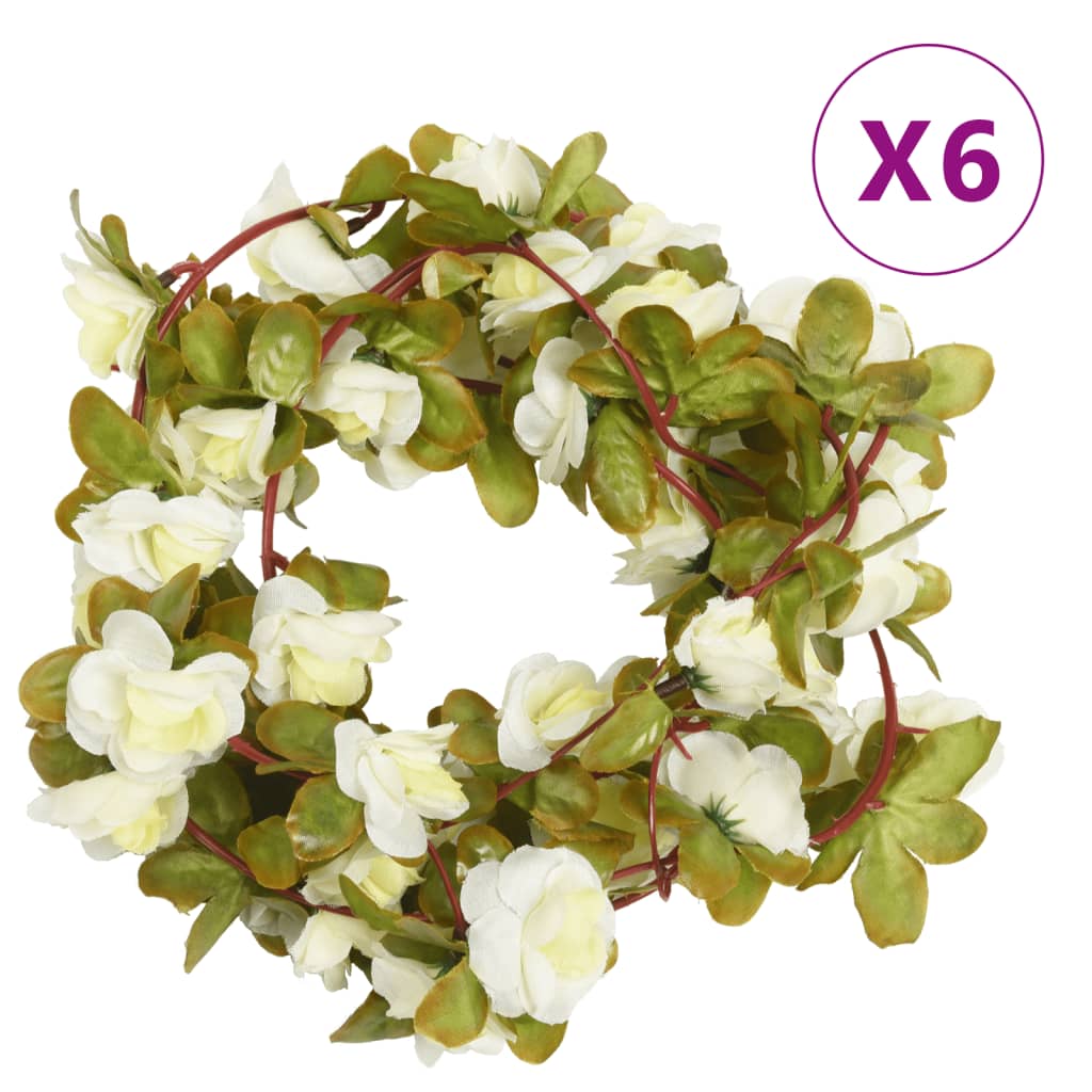 Vidaxx Weihnachtsgirlanden mit Blumen 6 Stück 250 cm weiß