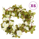 Vidaxx Weihnachtsgirlanden mit Blumen 6 Stück 250 cm weiß