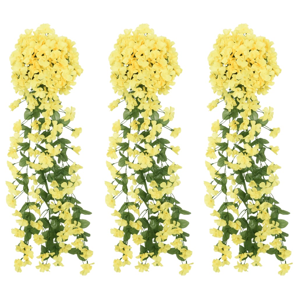 Vidaxl julegarland med blomster 3 st 85 cm gul