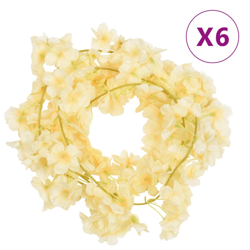 Vidaxl Garlands de Noël avec des fleurs 6 pcs 180 cm Champagne colorés