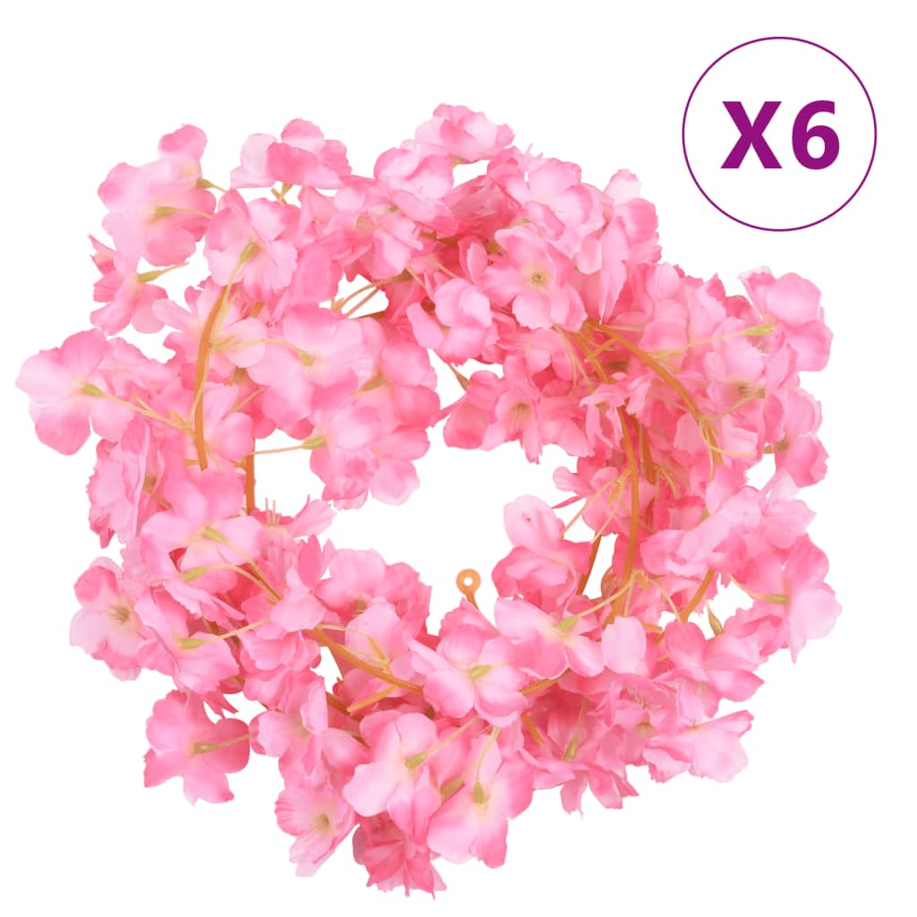 Vidaxl Garlands de Noël avec des fleurs 6 st 180 cm rose foncé