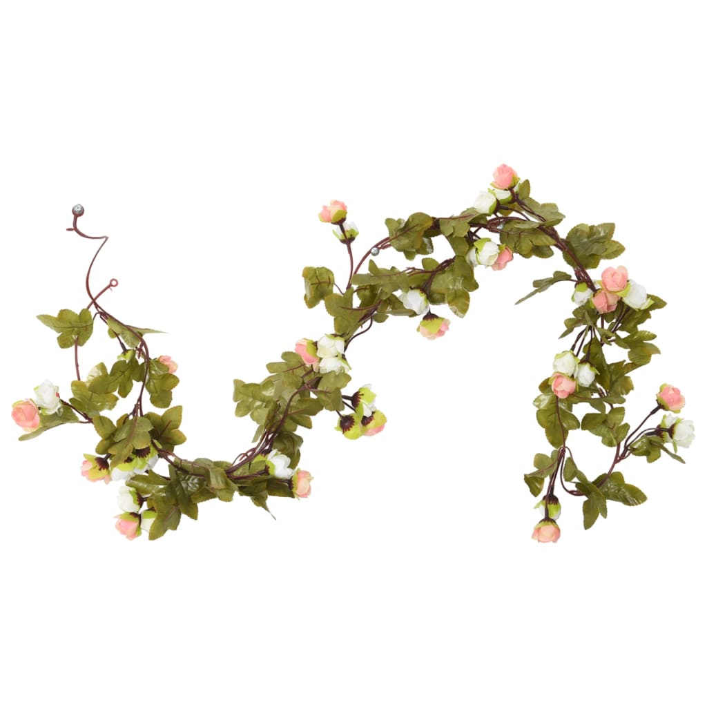 Vidaxl Garlands de Noël avec des fleurs 6 st 215 cm Champagne colorée