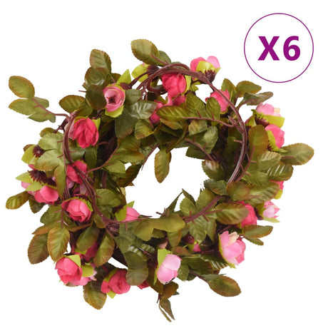 VidaXL Blumengirlanden 6 Stück 215 cm rosa
