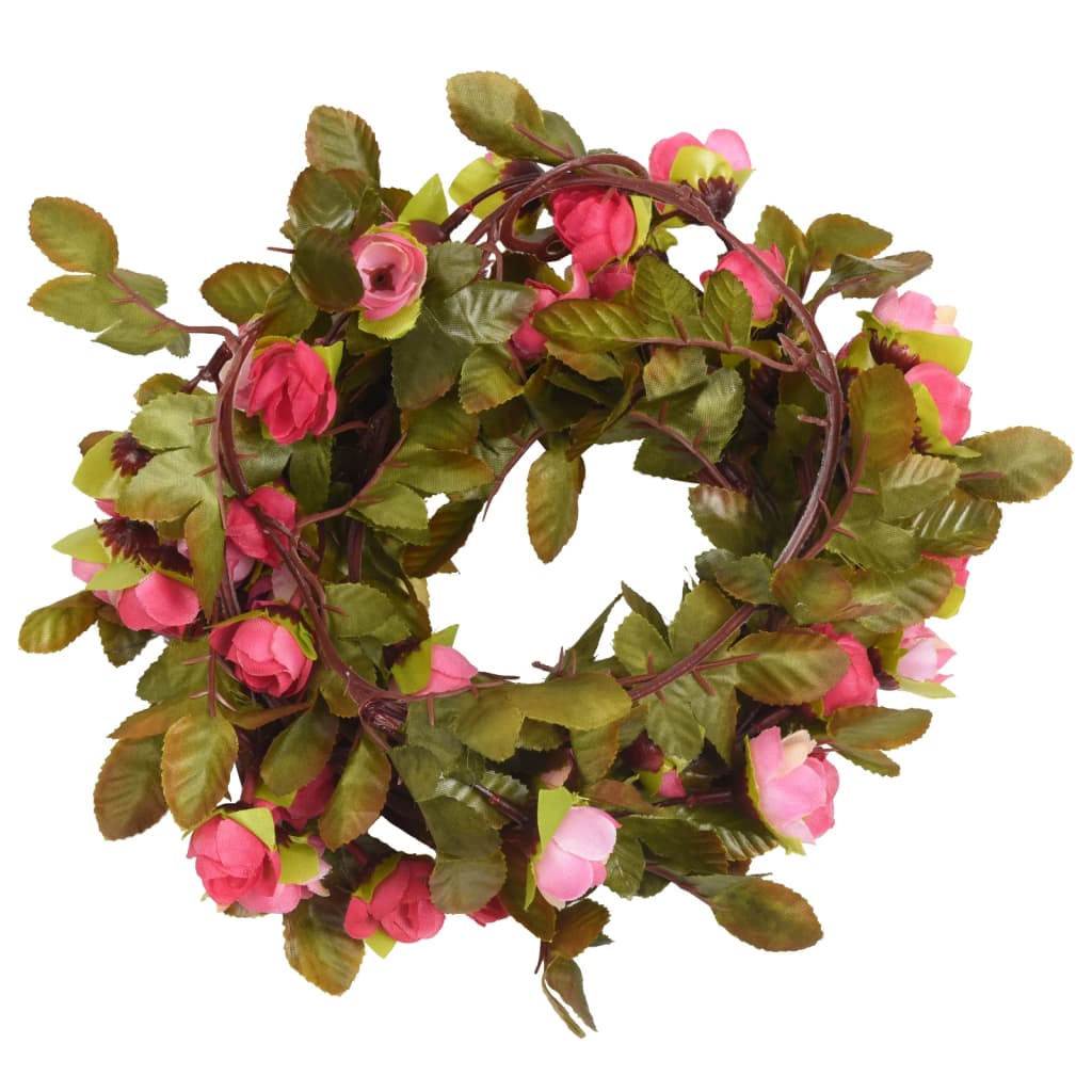 Vidaxl Garlands natalizi con fiori 6 pezzi 215 cm rosa rosa