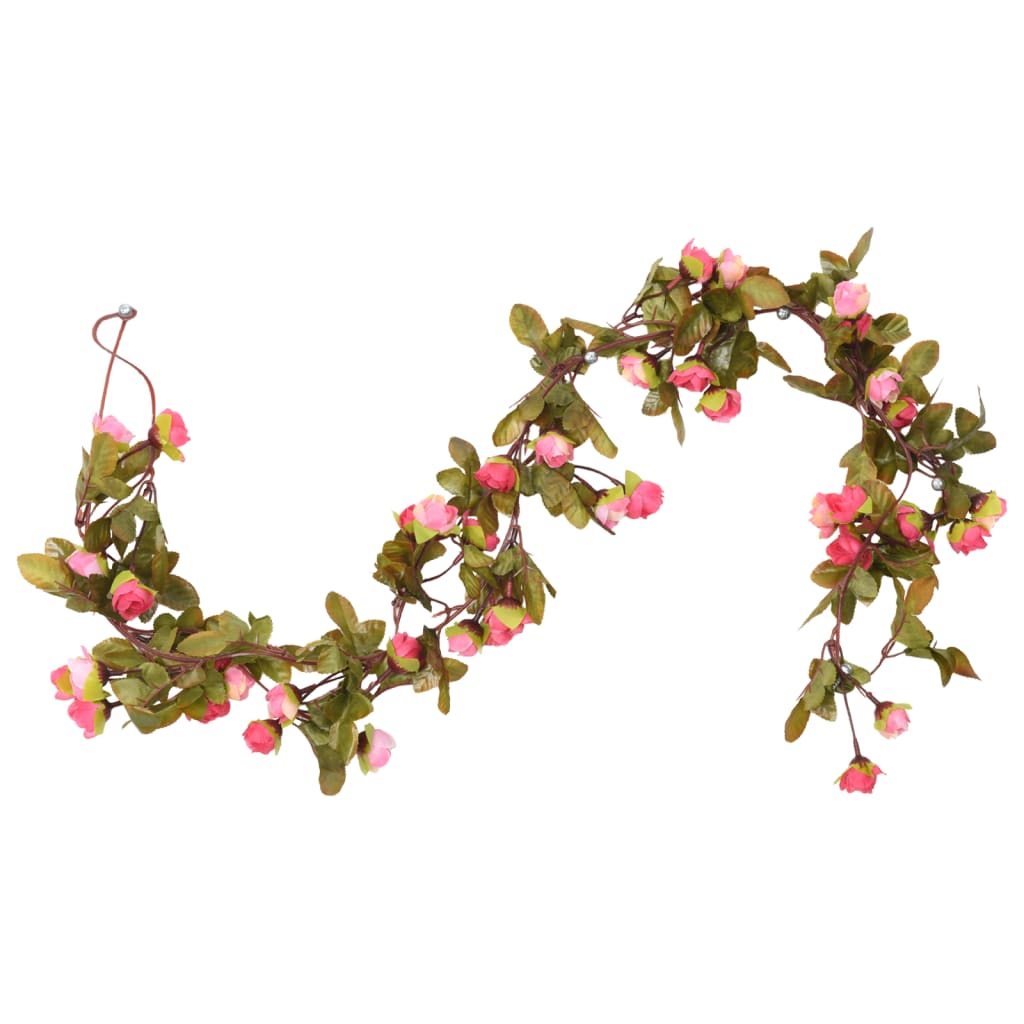 Vidaxl Garlands natalizi con fiori 6 pezzi 215 cm rosa rosa