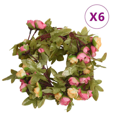 VidaXL Blumengirlanden 6 Stück 215 cm rosa
