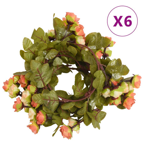VidaXL Blumengirlanden 6 Stk. 215 cm Sonnenaufgangsrot