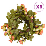 VidaXL Weihnachtsgirlanden mit Blumen 6 Stück 215 cm Sonnenaufgangsrot