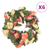 Vidaxl Garlands de Noël avec des fleurs 6 st 240 cm Rosé et Couleur de champagne