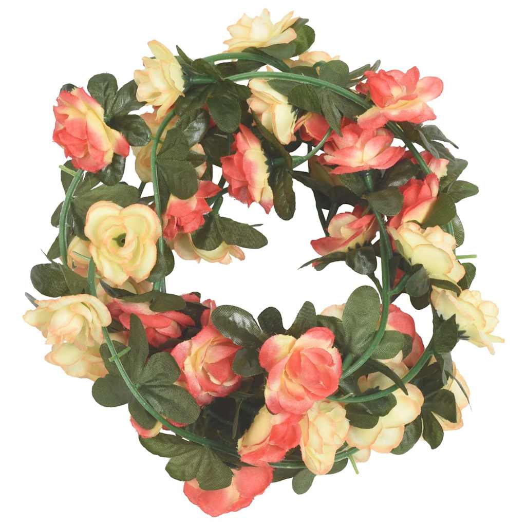 VidaXL Weihnachtsgirlanden mit Blumen 6 Stück 240 cm rosa und champagnerfarben