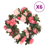 Vidaxl Christmas Garlands med blommor 6 st 240 cm rosé