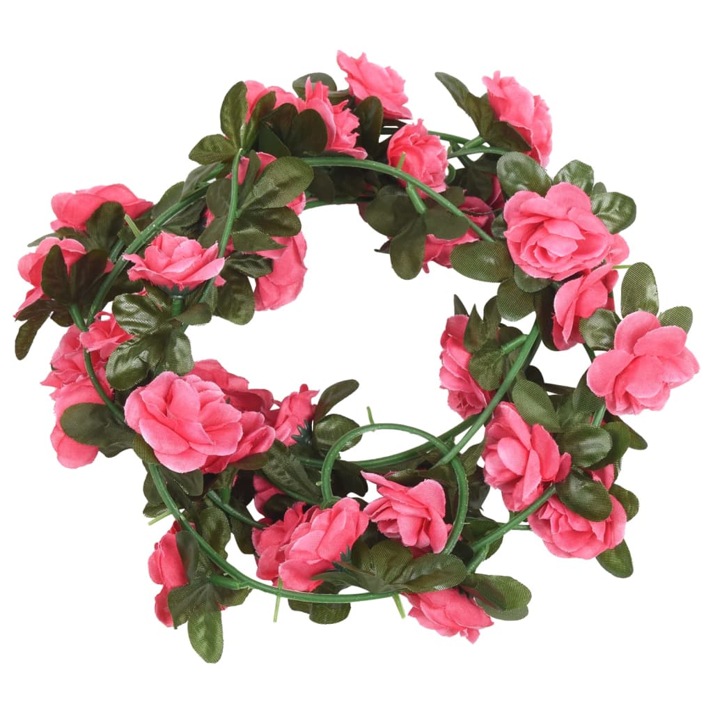 Vidaxl Christmas Garlands With Flowers 6 St 240 cm rød pink