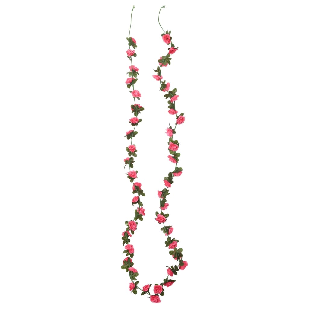 Vidaxl Christmas Garlands With Flowers 6 St 240 cm rød pink