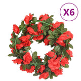 VidaXL Weihnachtsgirlanden mit Blumen 6 Stück 240 cm Rot
