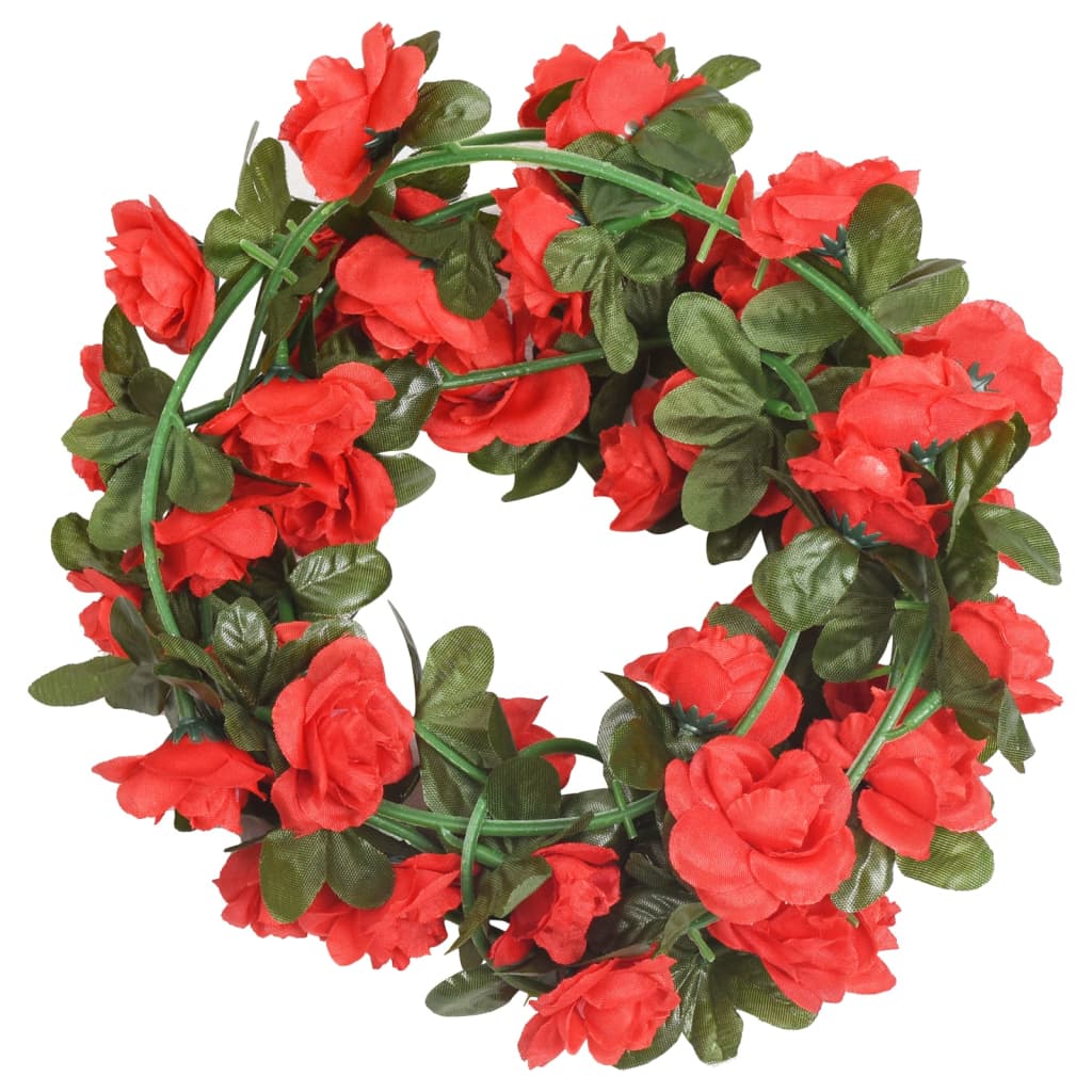 VidaXL Weihnachtsgirlanden mit Blumen 6 Stück 240 cm Rot