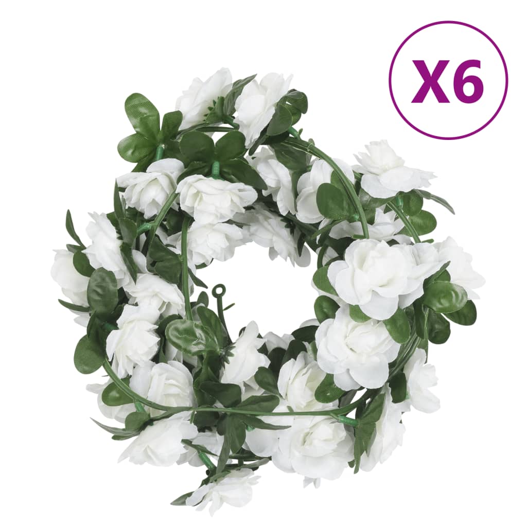 Vidaxl Garlands de Noël avec des fleurs 6 st 240 cm blanc