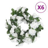 Vidaxl Garlands de Noël avec des fleurs 6 st 240 cm blanc