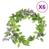 Vidaxl Garlands de Noël avec des fleurs 6 st 200 cm violet