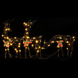 VidaXL Weihnachtsdekoration Rentierfamilie 2 Stk. 180 LEDs Rattan warmweiß