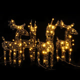 VidaXL Weihnachtsdekoration Rentierfamilie 4 Stk. 160 LEDs Rattan warmweiß