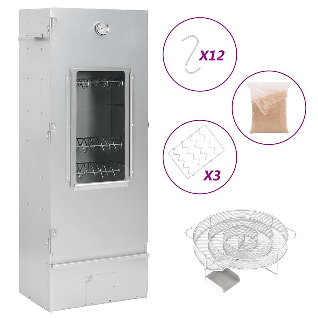 Vidaxl bbq-rookoven met koude rookgenerator gegalvaniseerd staal