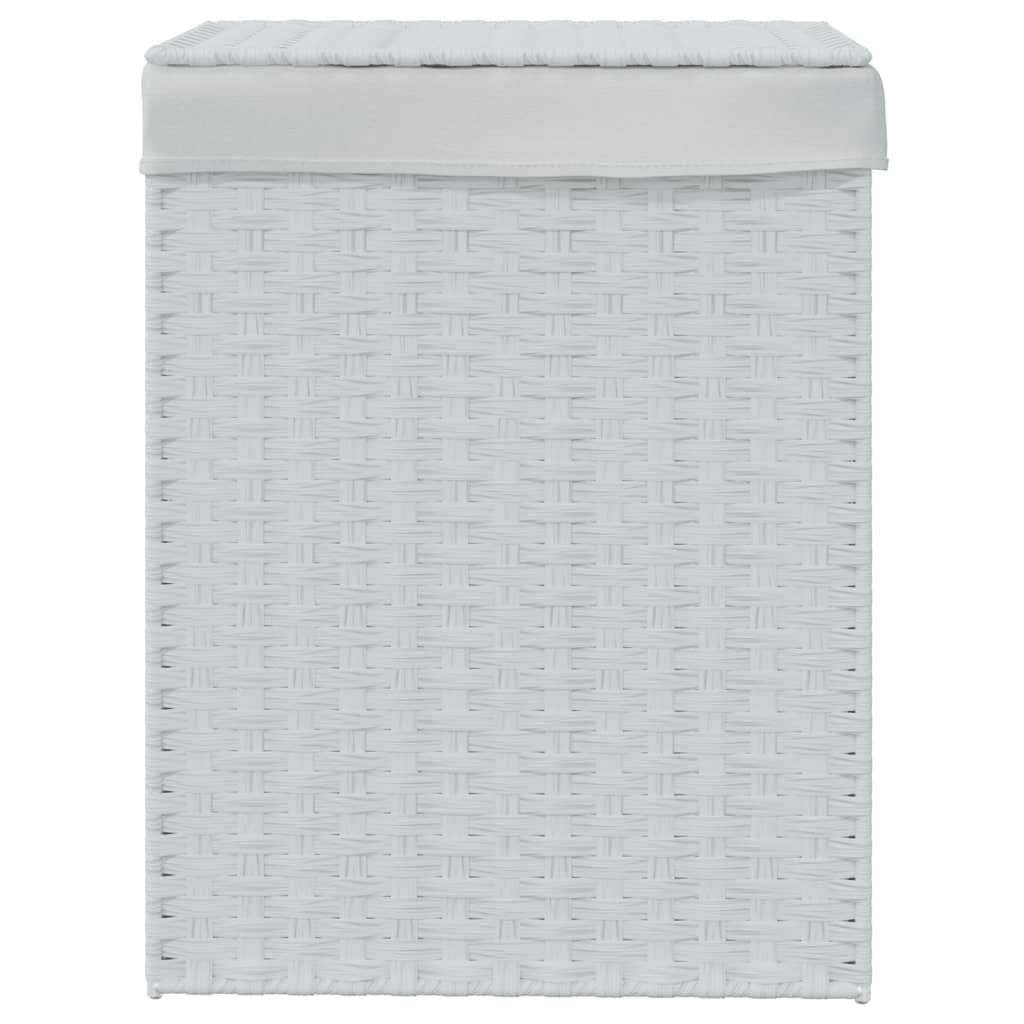 Canasta de lavandería Vidaxl con tapa 46x33x60 cm Poly Rattan Blanco