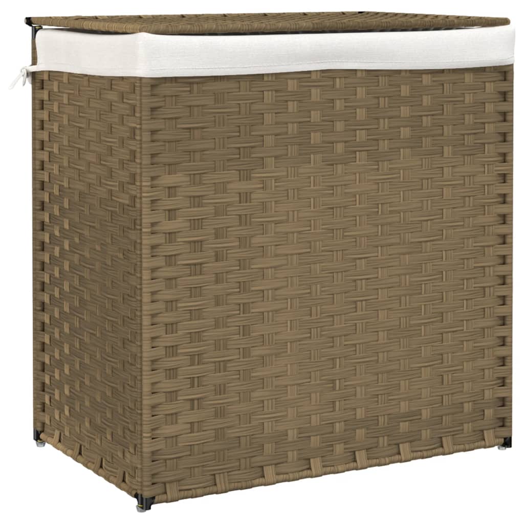 Vidaxl wasmand met 2 vakken 53x35x57 cm poly rattan