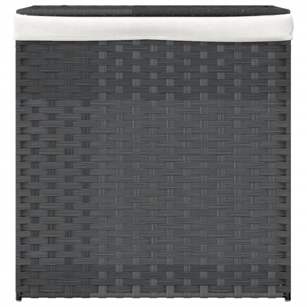 Cesta de lavandería Vidaxl con 2 compartimentos 53x35x57 cm Poly Rattan Gray