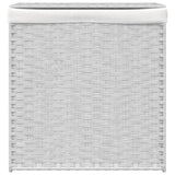 Cesta de lavandería de Vidaxl con 2 compartimentos 53x35x57 cm Poly Rattan White