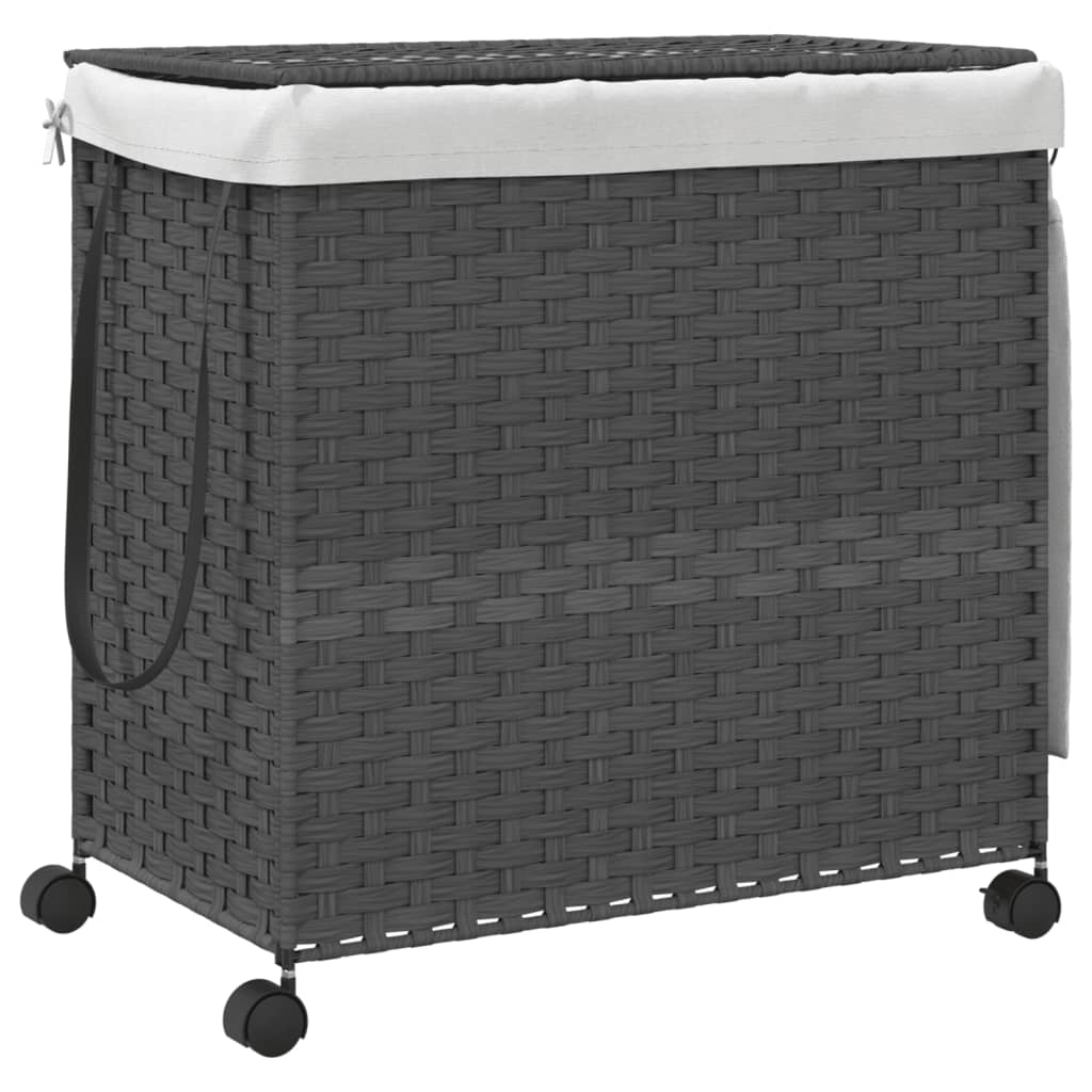 Vidaxl Laundry Košík na kolech 60x35x60,5 cm Rattan Grey