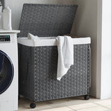 Vidaxl Laundry Košík na kolech 60x35x60,5 cm Rattan Grey