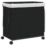 Vidaxl Waschkorb auf Rädern 60x35x60,5 cm Rattan Schwarz