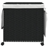 Vidaxl Waschkorb auf Rädern 60x35x60,5 cm Rattan Schwarz