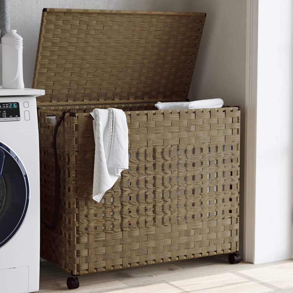 Vidaxl laundry basket on wheels 66x35x60 cm Rattan