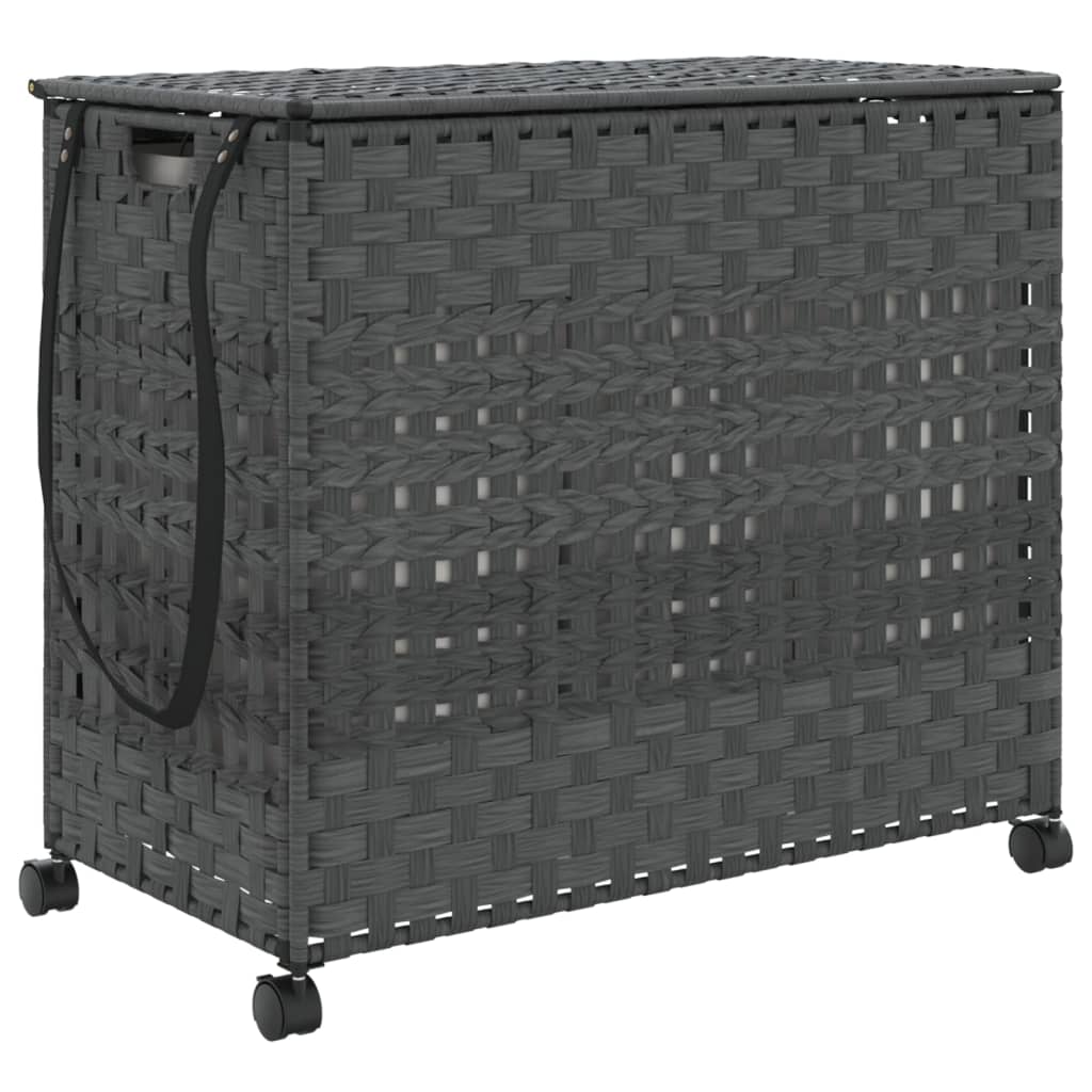 Vidaxl prádelna na kolech 66x35x60 cm Rattan Grey