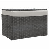 Vidaxl Waschkorb mit Deckel 55,5 x 35 x 34 cm Poly Rattan Grau