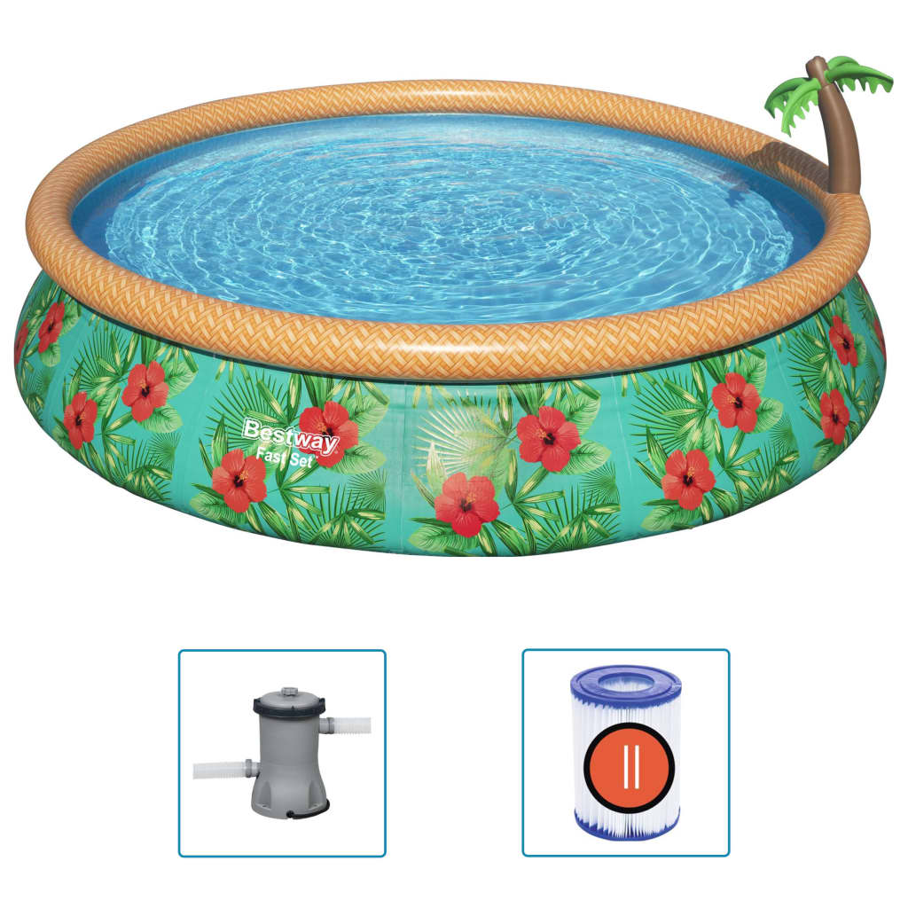 Bestway Fast Set Set Pool Set Paradise Palms uppblåsbara 457x84 cm