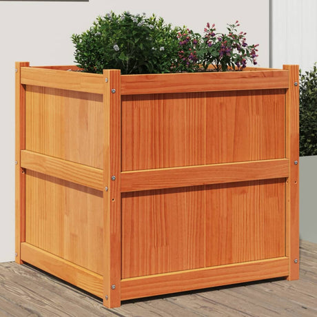 Vidaxx Pflanzgefäß 70x70x70 cm massives Kiefernholz, braun gewaschen