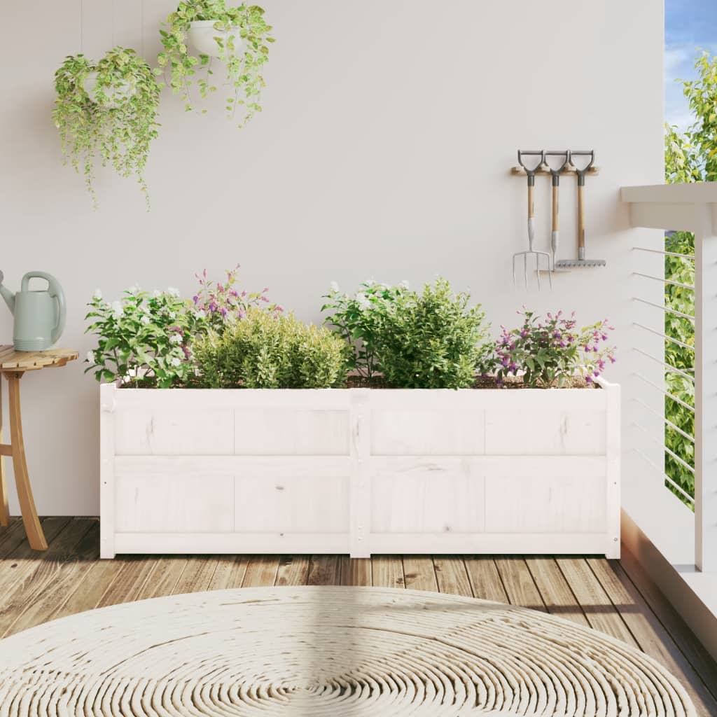 Vidaxx Pflanzgefäß 150x50x50 cm massives Kiefernholz weiß