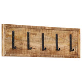 Vidaxx Wandgarderobe mit 5 Haken aus massivem Mangoholz