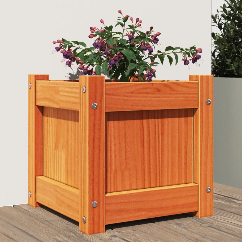 Vidaxx Pflanzgefäß 31x31x31 cm massives Kiefernholz, braun gewaschen