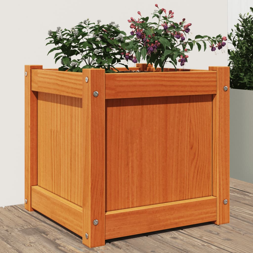 Vidaxx Pflanzgefäß 40x40x40 cm massives Kiefernholz, braun gewaschen