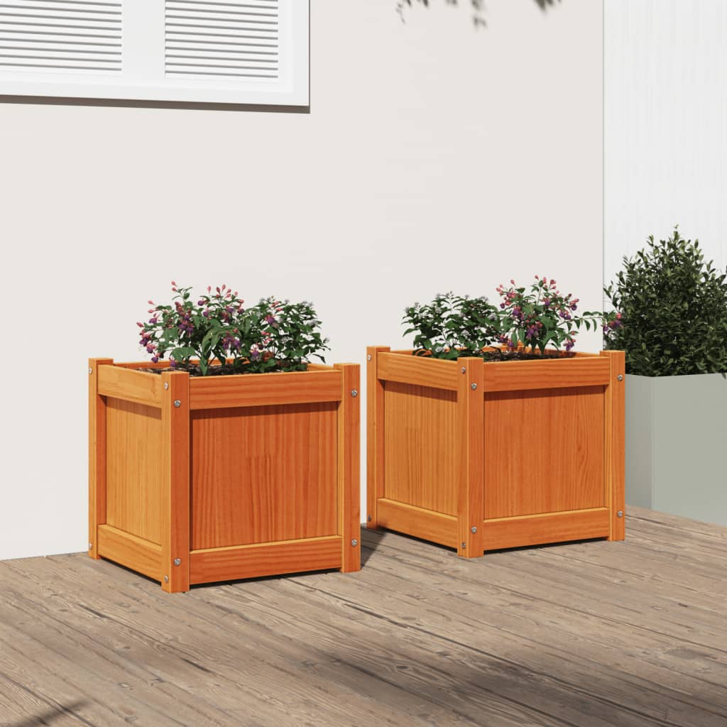 Jardinières vidaxl 2 pc cm en pin massif lavage brun