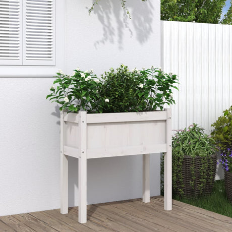 Vidaxx Pflanzgefäß mit Beinen 70x31x70 cm massives Kiefernholz weiß