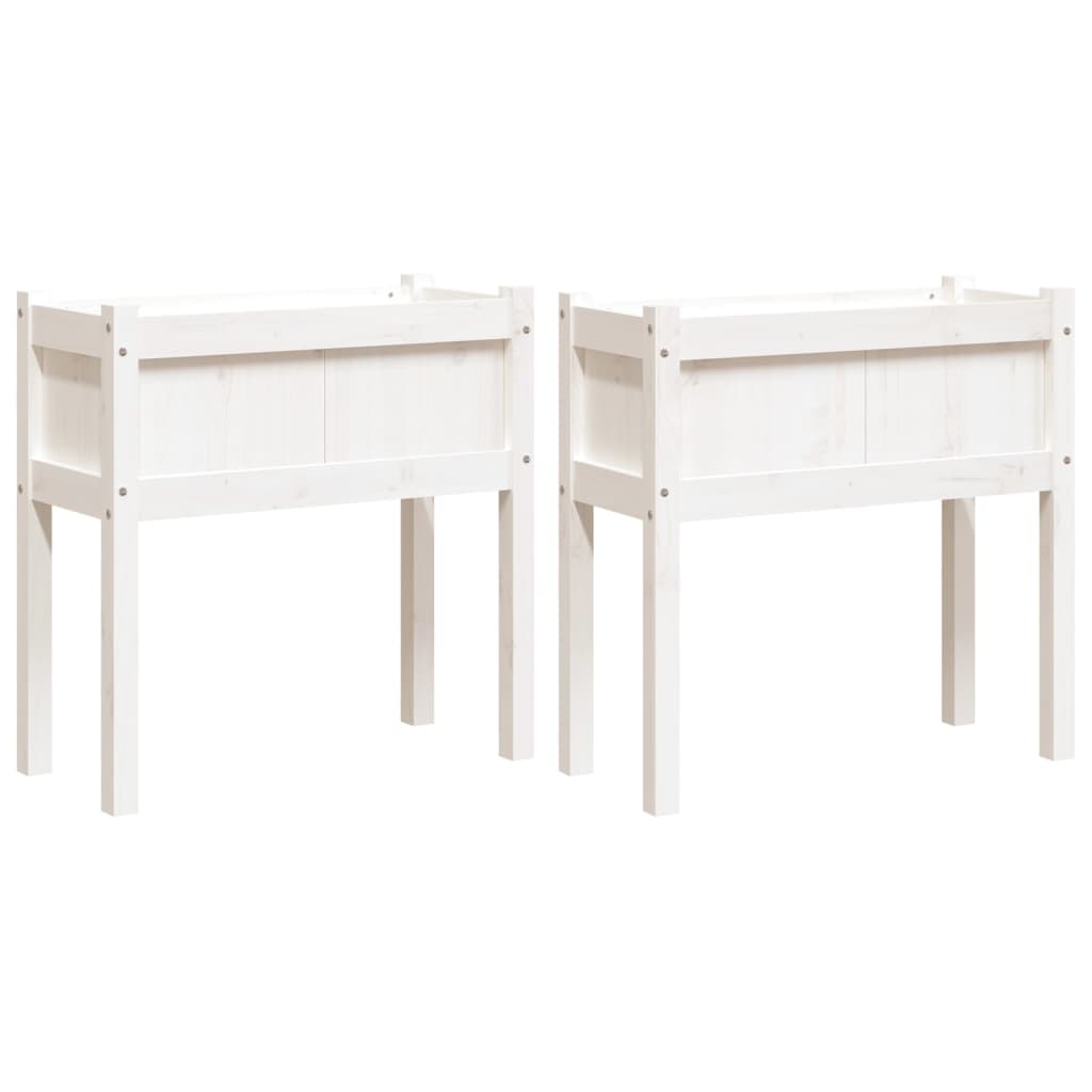 Vidaxl Planters med Poots 2 PCS Solid Pine Wit White