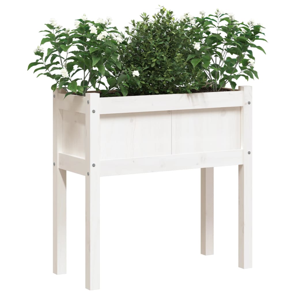 Vidaxl Planters med Poots 2 PCS Solid Pine Wit White